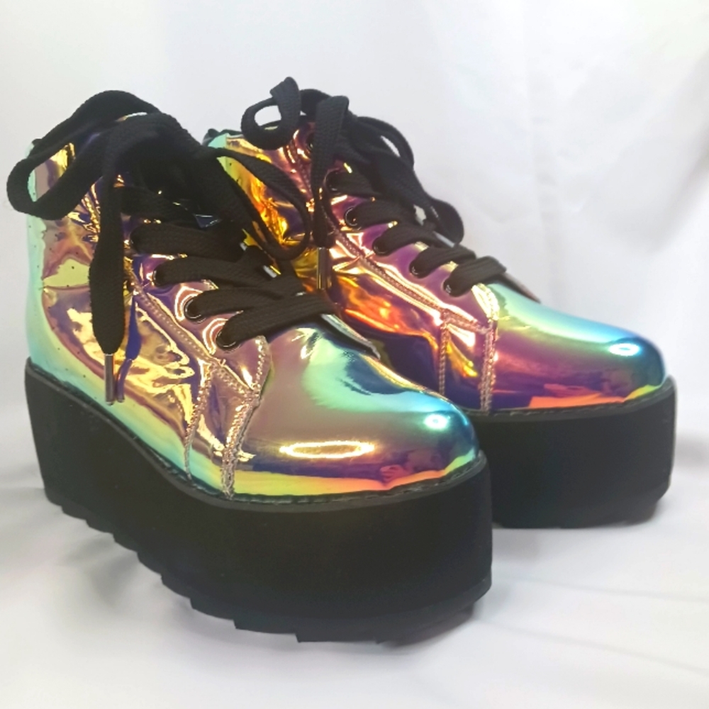 Lala Hi Pink Atlantis Platform Sneakers.